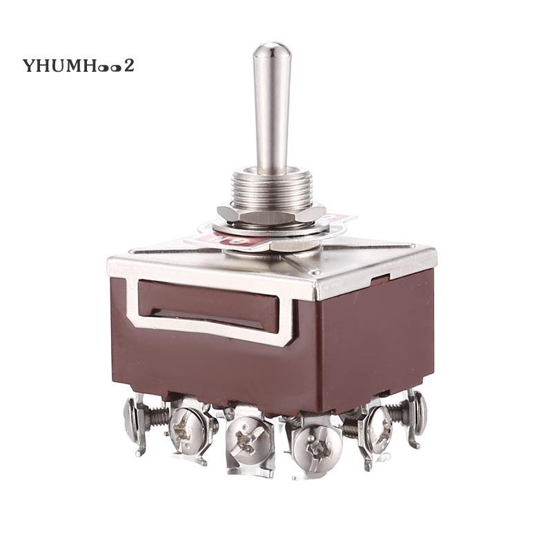 [yhumh002]AC 380V 10A ON/OFF/ON 3 ตําแหน่ง 12 Pin Latching Toggle Switch 4PDT