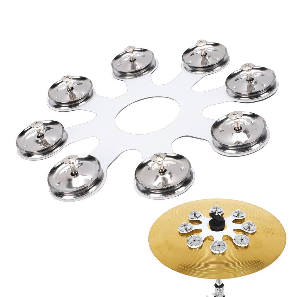Meyishop Jiawu Tambourine หมวก Hi แบบพกพาสําหรับ Crash Cymbal Ride Stack Cymbals พร้อมกริ๊งสแตนเลส 8
