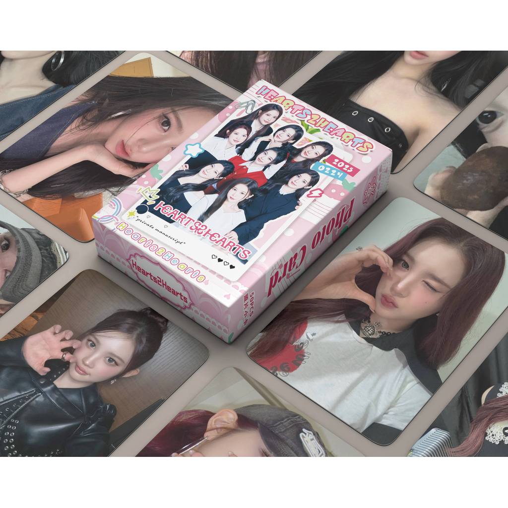 2-50pcs H2H Hearts2Hearts FOCUS Lightstick Key Chain การ์ด Lomo Chase Makestar Soundwave POB Photoca