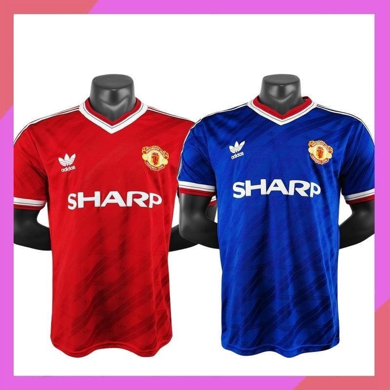86 88 MU Man Utd Home Retro Soccer Jersey ฟุตบอล AAA