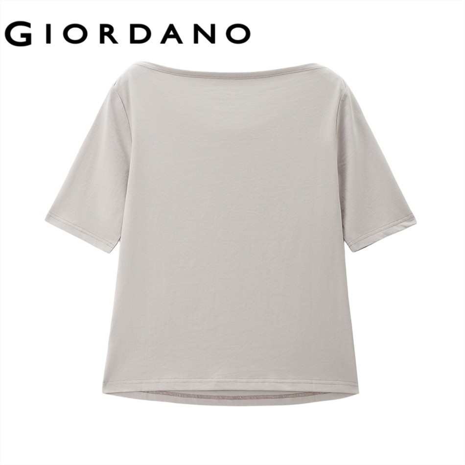 GIORDANO WOMEN Pure Luxurious Cotton One-Shoulder Knitted Short-Sleeve T-Stylish Shirt – Soft & Breathable – Premium Quality 13326251 ราคา ถูกที่สุด ดีลบีเคเค แกลเลอรีภาพที่ 3