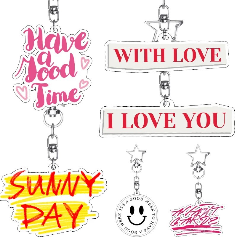 พวงกุญแจอะคริลิคพิมพ์ลายตัวอักษรภาษาอังกฤษ I Love You Have A Good Time กระเป๋าถือตกแต่งน่ารักเป็นของ