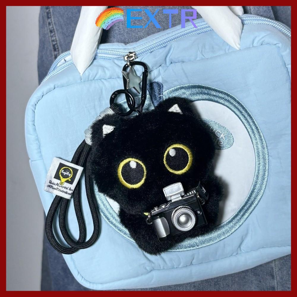 จี้กระเป๋าตุ๊กตาและพวงกุญแจ Black Cat พร้อมผ้าพันคอสำหรับพวงกุญแจรถยนต์ เป็นของขวัญจากประเทศไทย