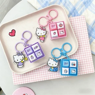 Hello kitty ใหม่การ์ตูน Fidget พวงกุญแจ DIY คีย์บอร์ดปุ่มนิ้วมือคีย์บอร์ดหมวกบรรเทาความเครียด Keycap Pinch ของเล่น