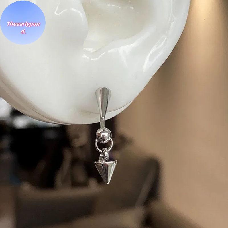 EARLYPOND 1PC สแตนเลส Barbell Spike Drop Stud ต่างหู Gothic Style สำหรับการเจาะกระดูกอ่อนโค้ง Y2K