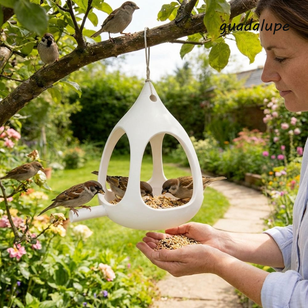 GUADALUPE Wild Feeder, พลาสติก Birdhouse, Multi-functional แขวนกันลม Rain-Resistant Food คอนเทนเนอร์ Under-eaves ใช้