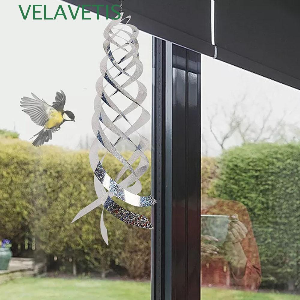 VELAVETIS อุปกรณ์ยับยั้งนก แขวนอุปกรณ์ Orchard Silver Orchard Supplies Spiral Reflectors