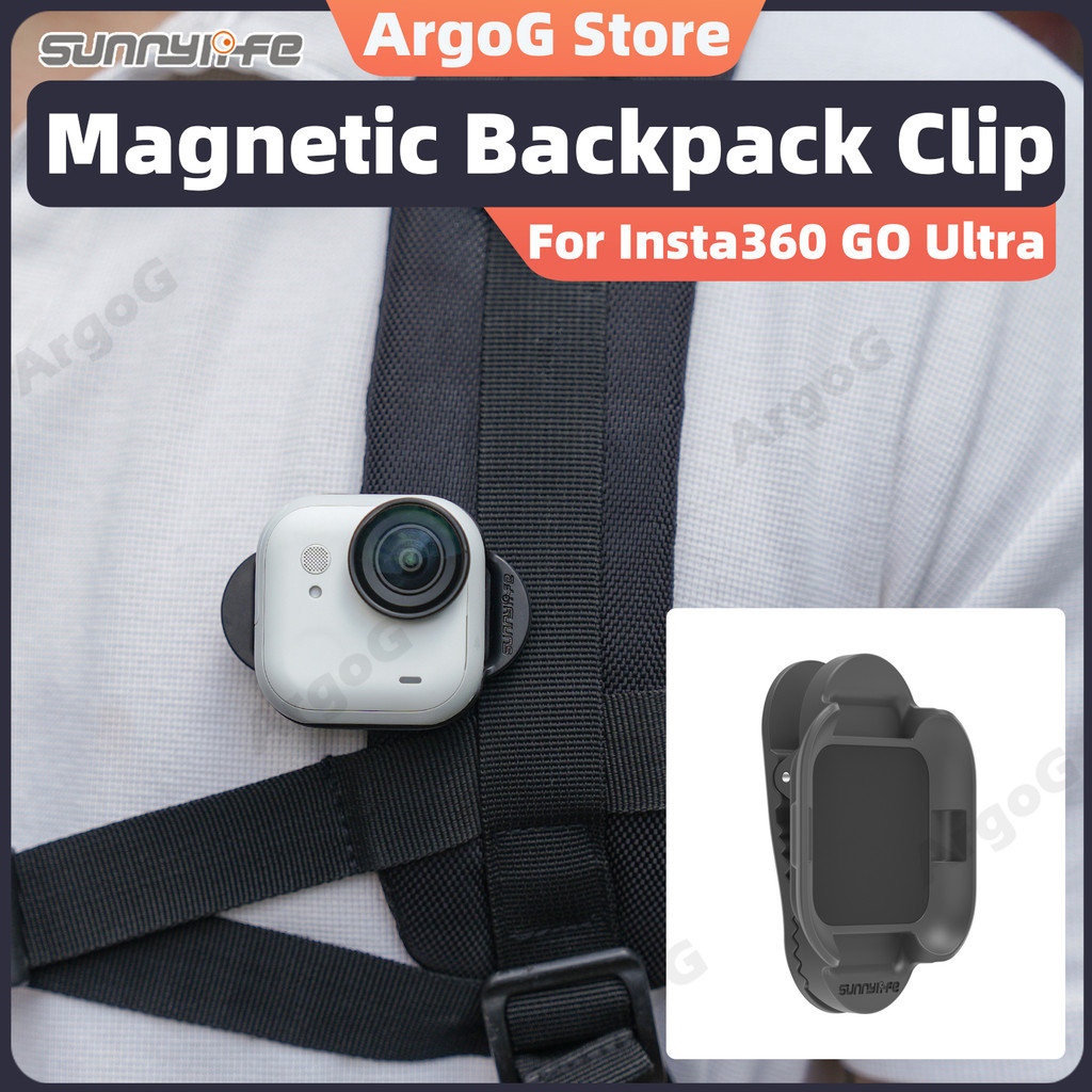 Sunnylife คลิปเป้แม่เหล็กสำหรับ Insta360 GO Ultra เมาท์หนีบปากจระเข้ สายสะพายกระเป๋า อุปกรณ์เสริม GO Ultra