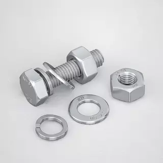 A & D M10M12 (ยกชุด) น็อต สกรู หัว หกเหลี่ยม พร้อม แหวน+สปริง+ตัวเมีย สเตนเลส 304 เกลียวมิล หยาบ M10 M12 / (Set) Hexagon Bolt SUS304
