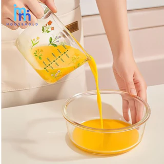 แก้วตวง 1000ml / 500ml ถ้วยแก้วตวงลายดอกไม้ ทนความร้อนสูง เข้าไมโครเวฟได้ มีสเกลชัดเจน ถ้วยตวงทำขนม มินิมอล