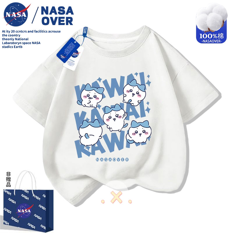 Chikawa Chikawa แขนสั้นเด็กฤดูร้อนแปดผ้าฝ้ายแท้แขนสั้นชายหญิงการ์ตูนเสื้อยืดด้านบน