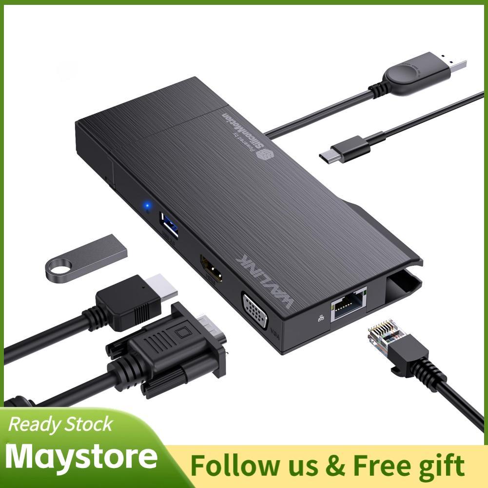 Maystoree LICAEVEY USB C Hub 9 in 1 Multiport Adapter Dual Display USB3.0 Docking Station แล็ปท็อปพร