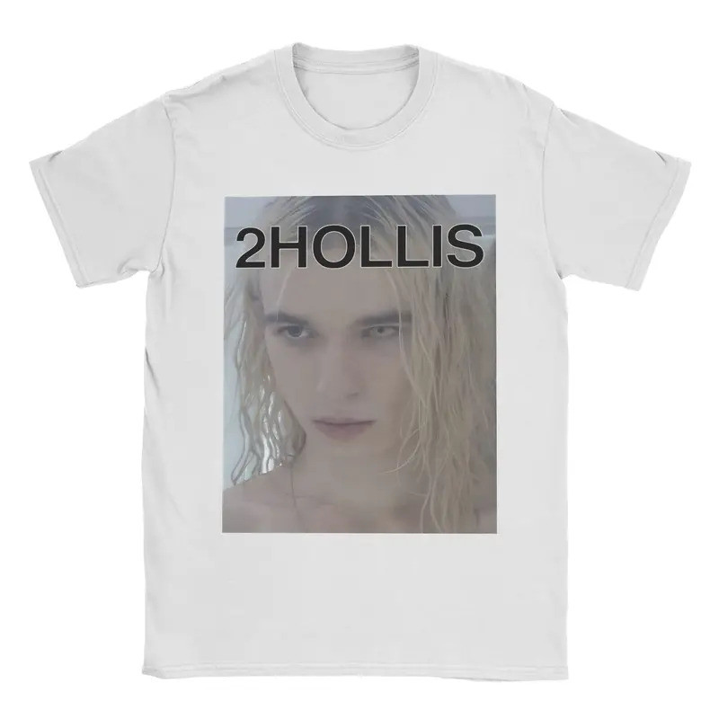 เสื้อยืด 2HOLLIS สำหรับผู้ชาย ผ้าฝ้ายแท้ แฟชั่น เสื้อยืดคอกลม แขนสั้น ลายกราฟิก