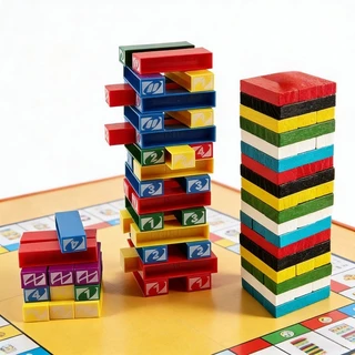 UNO​ Stacko บล็อกไม้ตึกถล่ม เกมส์ตึกถล่ม การพัฒนาความคิด เกมส์สำหรับครอบครัว​