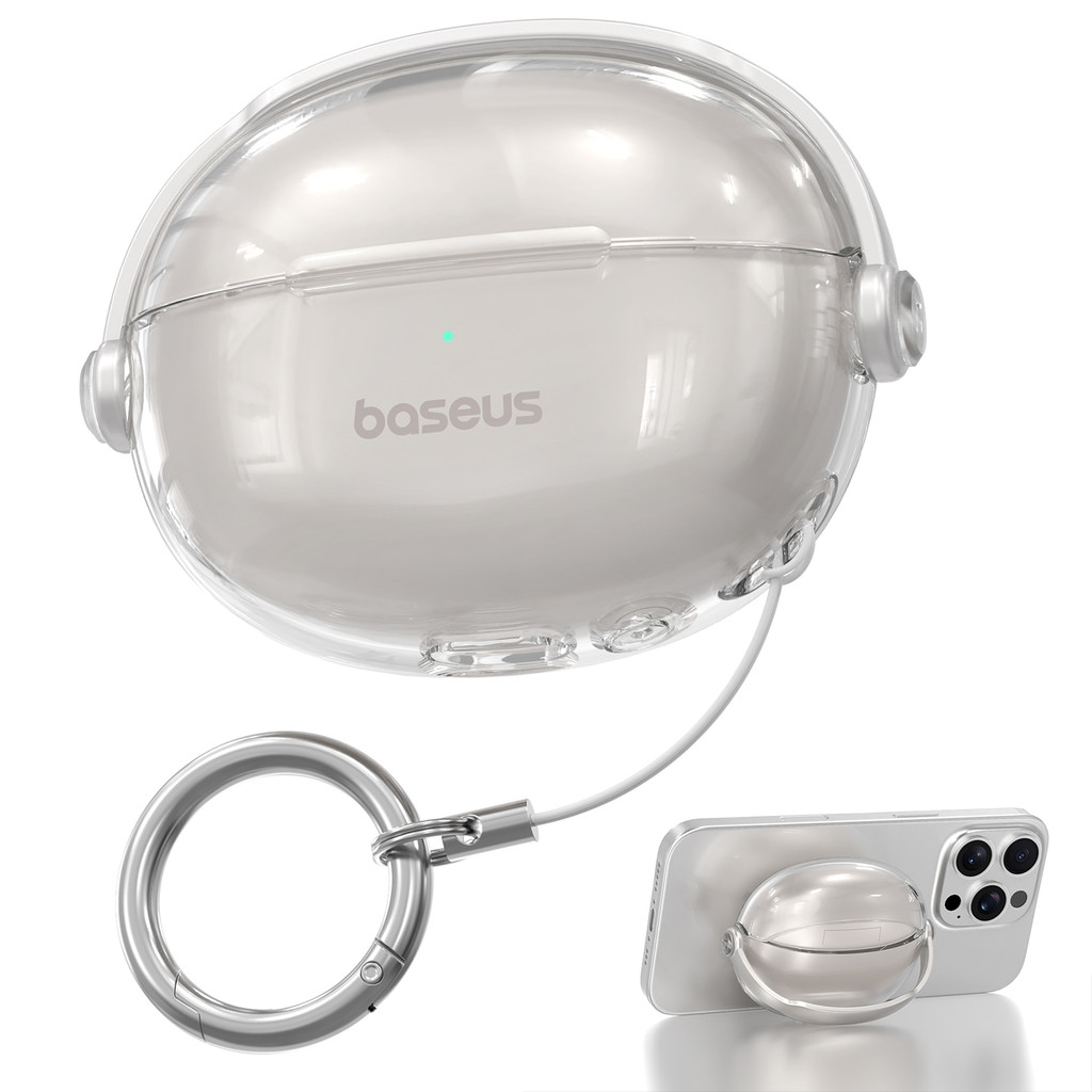 Stock ReadyCase สําหรับ Baseus Bowie MC1/MC1 Pro TPU โปร่งใสนุ่มป้องกันหูฟังพร้อมขาตั้ง