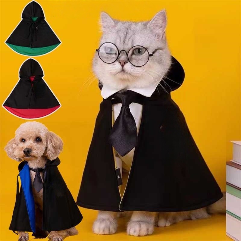🐶พร้อมส่ง🐱ผ้าคลุมไหล่ เครื่องแต่งกายคอสเพลย์ ฮาโลวีน คริสต์มาส สําหรับสัตว์เลี้ยง สุนัข แมว ชุดแมว