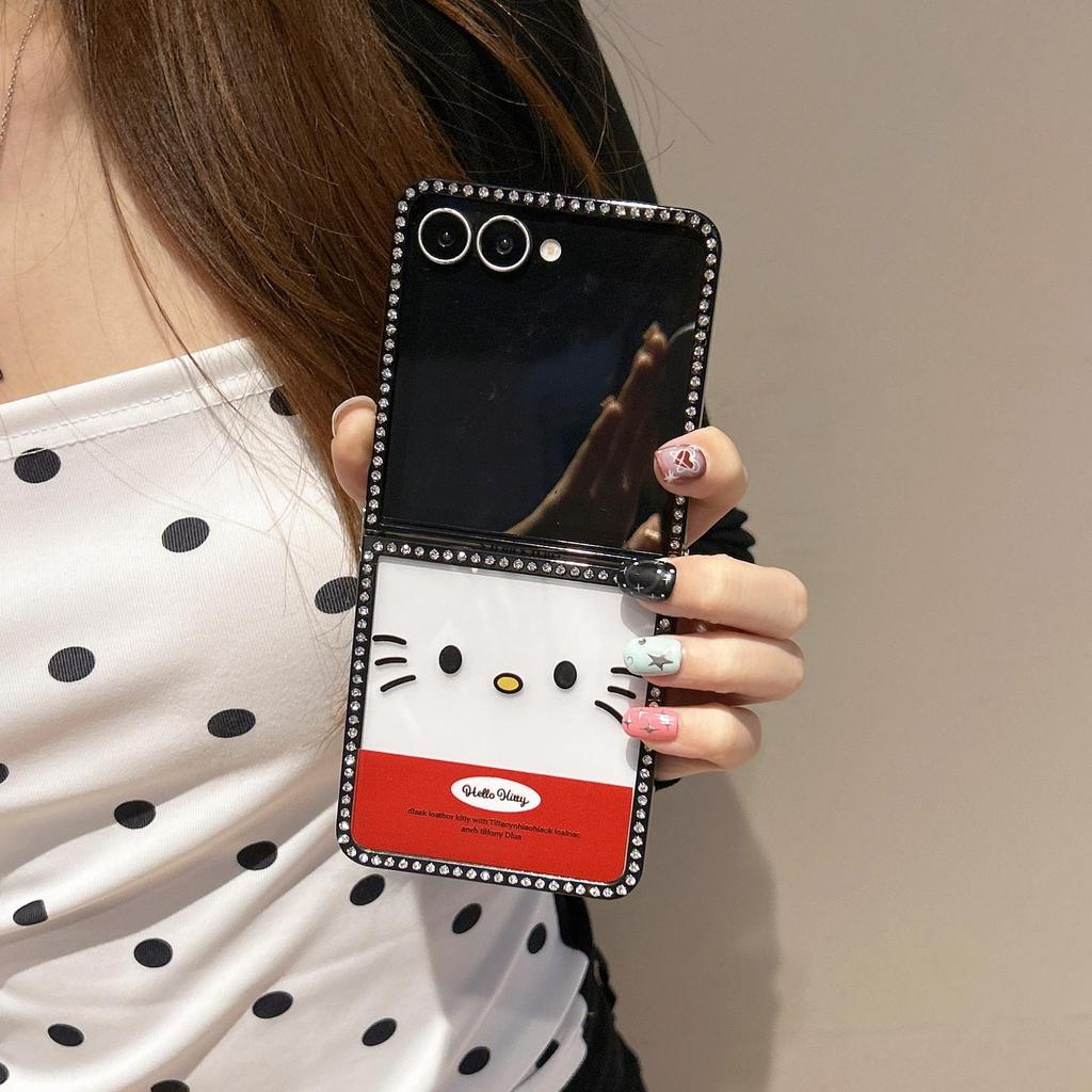 เพชรสีดํา KT เคสโทรศัพท์เหมาะสําหรับ Samsung Galaxy ZFlip7 zflip6 เปลือกแข็งพับสําหรับ Z Flip 7 6 5 