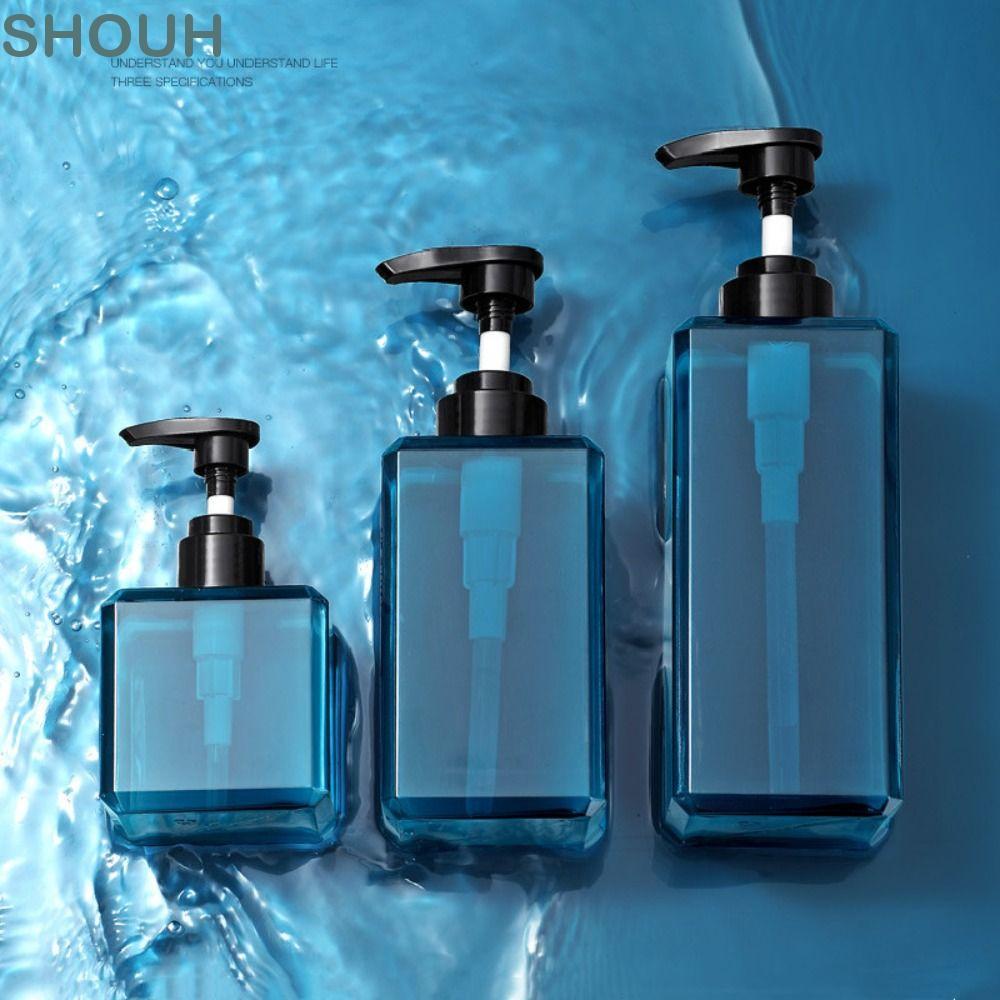 SHOUH ขวดเก็บ, เครื่องจ่ายสบู่เหลวทรงสี่เหลี่ยมกลางแจ้ง, 250/450/650มล. การท่องเที่ยว แชมพูรีฟิลกดขวดเปล่า