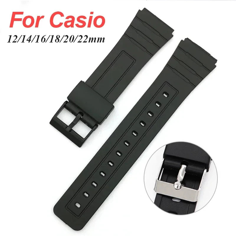 สร้อยข้อมือสําหรับ Casio W800H W800H A158/168 AE1200/1300 สายนาฬิกาซิลิโคนสําหรับ SGW400 F91W F84 F1