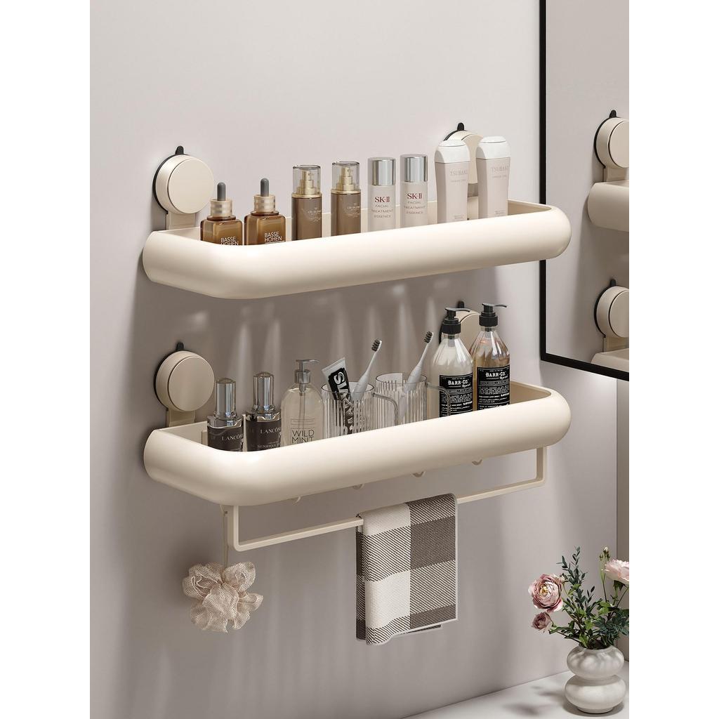 吸盘浴室置物架免打孔卫生间洗漱台墙上壁挂式厕所洗手间收纳架子Suction cup bathroom rack punch-free toilet wash