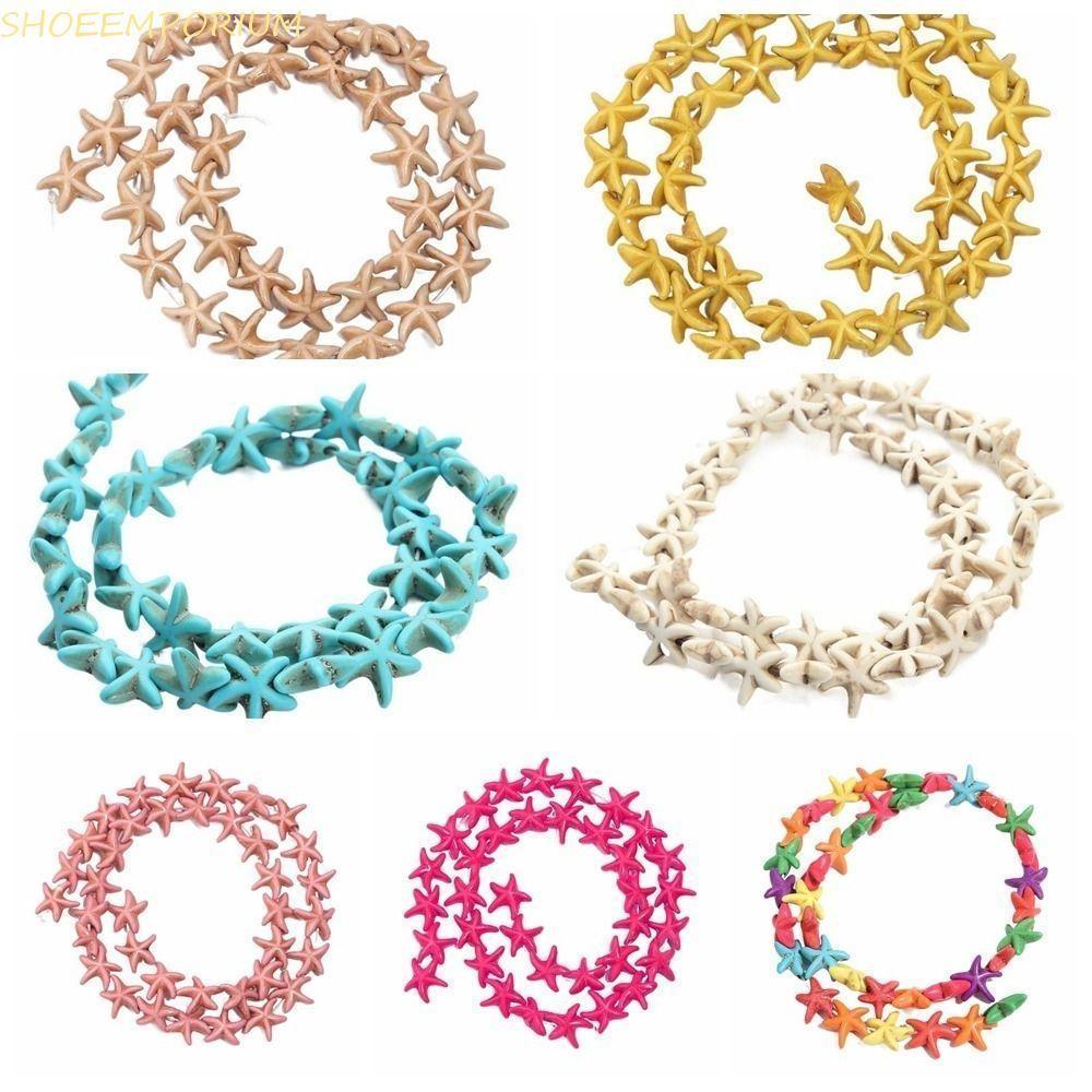 SHOEEMPORIUM ทะเลหลวม Spacer ลูกปัดหิน, หลากสีกันน้ําปลาดาว Turquoise ลูกปัด, บุคลิกภาพ 3D Sea Series ผงหิน DIY ข้อเท้าอุปกรณ์เสริมผู้หญิง