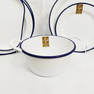 จานชามเมลามีน ขอบน้ำเงิน ตราม้าทอง Golden Horse Gold Melamine Dinnerware ENAMEL SERIES x 1 piece