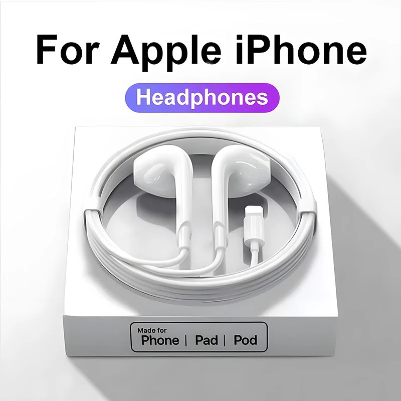 หูฟังต้นฉบับสําหรับ Apple iPhone 14 13 12 11 Pro Max หูฟังแบบมีสาย X XS XR 7 8 6 Lightning บลูทูธปลั