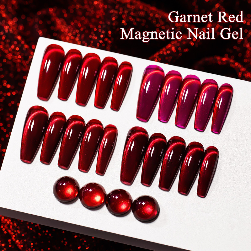 MEET ACROSS โกเมนสีแดงแม่เหล็กเล็บเจล Cat Eye Gel Polish Soak Off ยาทาเล็บที่มีสีสัน DIY เล็บ 7ml ราคา ถูกที่สุด ดีลบีเคเค แกลเลอรีภาพที่ 6