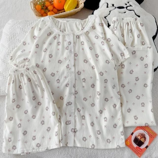 PAJAMAS HOMEWEAR ชุดเซ็ท 3 ชิ้น ชุดนอนแขนสั้น ชุดนอนเกาหลี 🍄 มีหลายไซต์ อก 32-46 นิ้ว W209