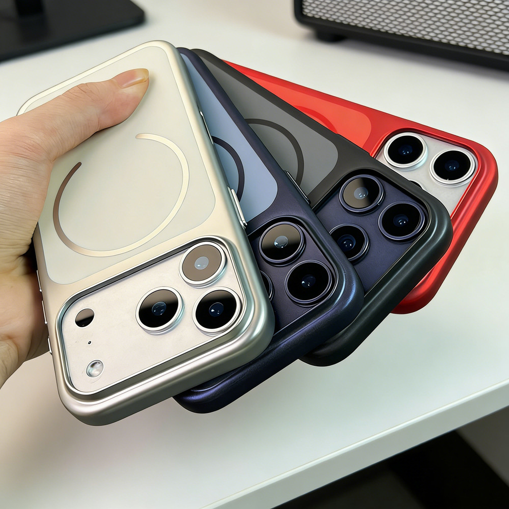 แฟชั่น Metallic Hard PC Ultra Thin สําหรับกรณีเดิมสําหรับ iPhone 17 Air 16 15 14 Plus 13 12 Pro Max 11 Magnetic Matte Cover