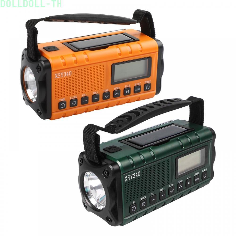 [Dolldoll]Emergency Weather Radio Solar Hand Crank Charger AM FM WB Bands 10000mAh Battery