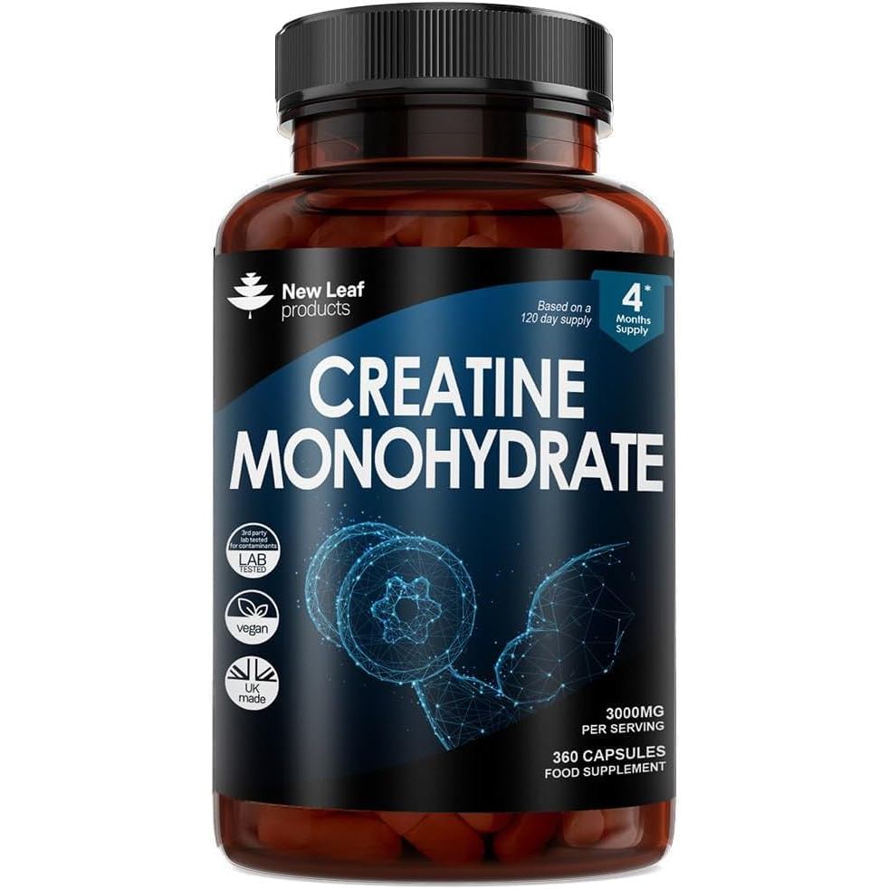 Creatine Monohydrate Capsules 3000mg - 360 Creatine Capsules (3 ต่อเสิร์ฟ) 4 เดือน plys- การออกกําลั