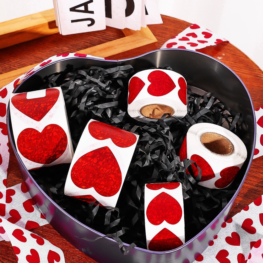 สติกเกอร์หัวใจสีแดงระดับพรีเมียม 500/1000 ชิ้นม้วน,ป้ายกาวกระดาษทนทานพร้อมการสํารองที่แข็งแกร่ง,เปลือกง่ายสําหรับของขวัญวาเลนไทน์ซองจดหมายตกแต่ง - รูปที่ 6