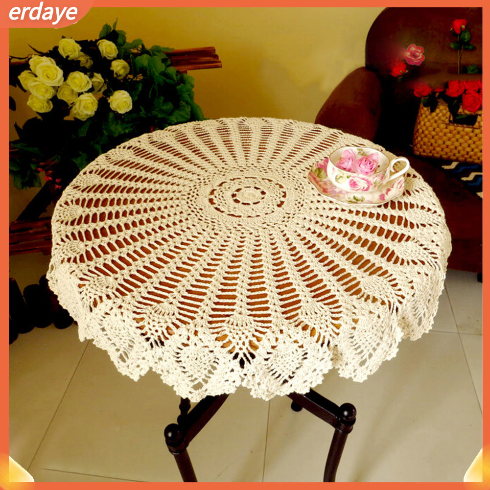 Spp_แผ่นผ้าฝ้ายถักโครเชต์ ทรงกลม ขนาด 80 ซม. สําหรับตกแต่งห้องครัว ห้องอาหาร ร้านอาหาร - รูปที่ 5