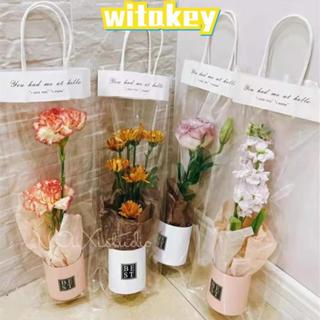 WITAKEY 10 ชิ้นมือถือช่อดอกไม้ถุง,กันน้ําช่อดอกไม้ถุงห่อดอกก…