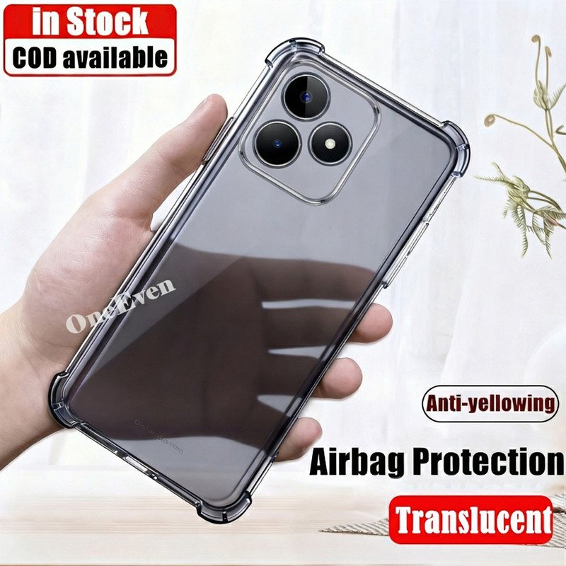 สําหรับ เรียลมี หมายเหตุ50 RMX3834ซิลิโคนนุ่มโปร่งแสงสีดําวุ้นกรณีโปร่งใสทหารเกรดป้องกันรอยขีดข่วนทน