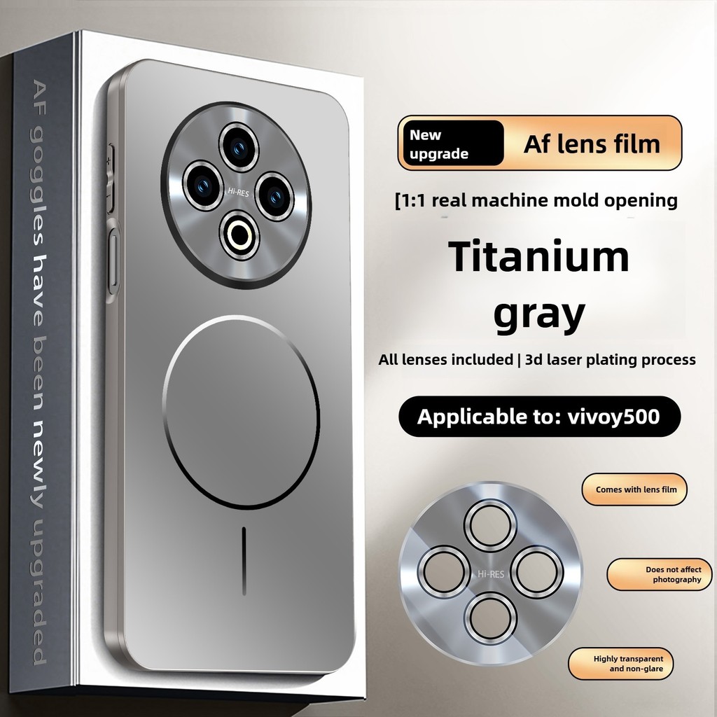 สําหรับ Vivo Y500 Y500 Pro กรณีโลหะ frosted ป้องกันปกหลังสําหรับ Vivo Y500 Pro เคสโทรศัพท์แม่เหล็กชา