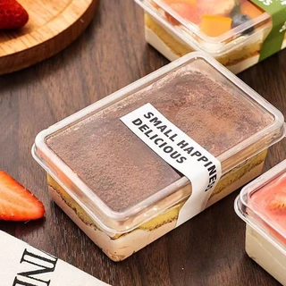MAS 50PCS รูปสี่เหลี่ยมผืนผ้า กล่องพลาสติกโปร่งใส กล่องมูสเค้ก ชีสเค้ก กล่องลูกอม ถ้วยโยเกิร์ต แพ็ค หนา แข็งแรง 280 มล