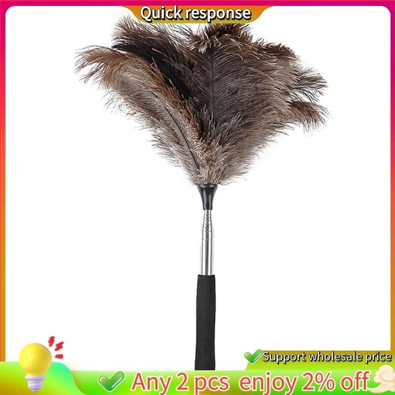 ในสต็อก-Extenable นกกระจอกเทศ Feathers Duster Feathers ด้ามยาวนํากลับมาใช้ใหม่สําหรับทําความสะอาดพัด