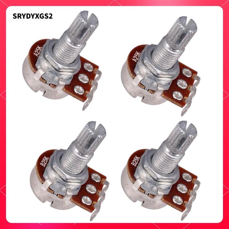 [Srydyxgs2] 4 ชิ้น A25K & B25K POTS ELECTRIC Bass กีตาร์ควบคุมระดับเสียง Potentiometer