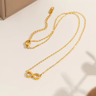 สร้อยคอสแตนเลสInfinity Stonesสำหรับผู้หญิง เคลือบทอง18K ไม่เป็นสนิม ไร้สารระคายเคือง