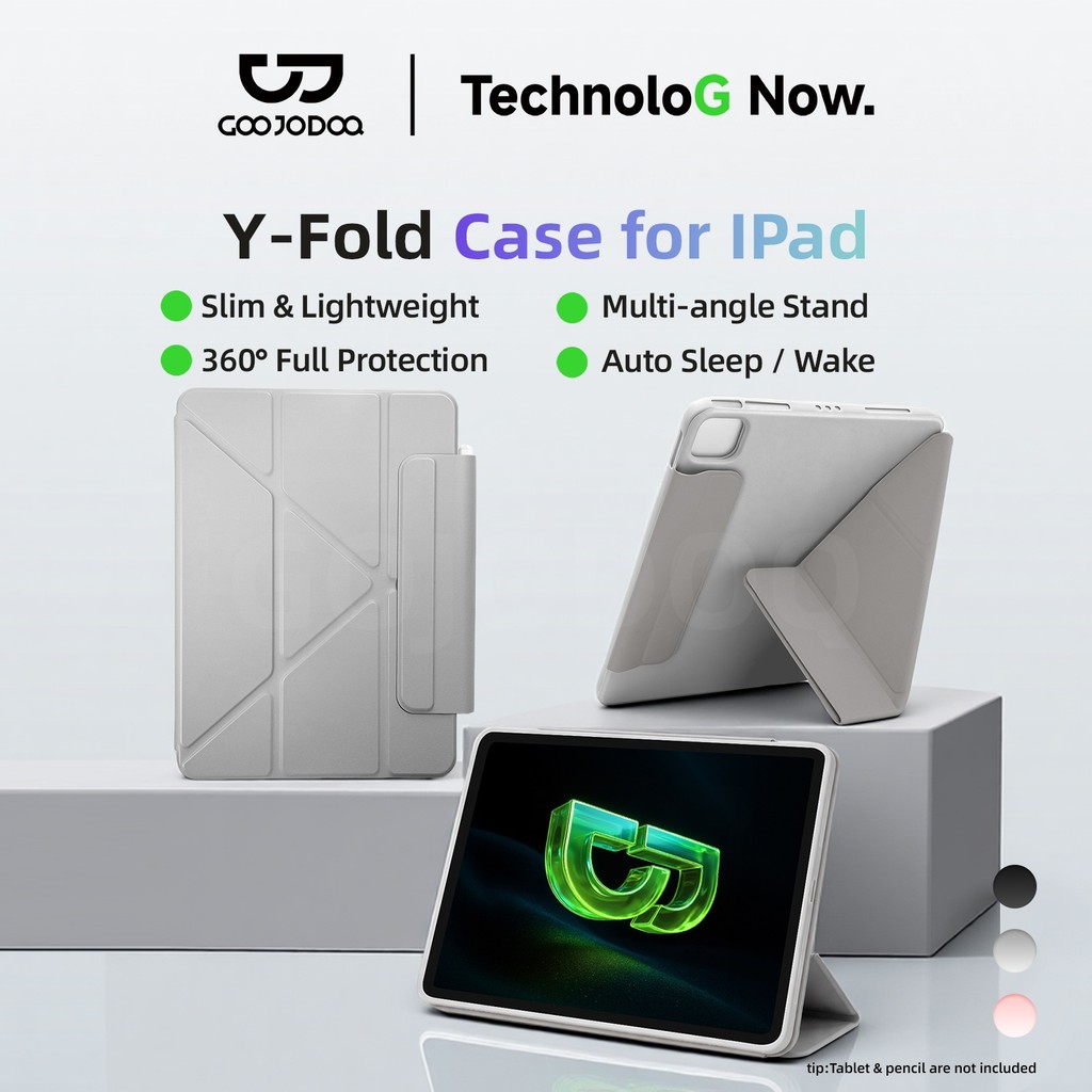 GOOJODOQ ฝาครอบแท็บเล็ต Y-Fold Magnetic ขาตั้งพับได้รังผึ้งกระจายความร้อน Backplate Ultra-Thin Stain-Resistant