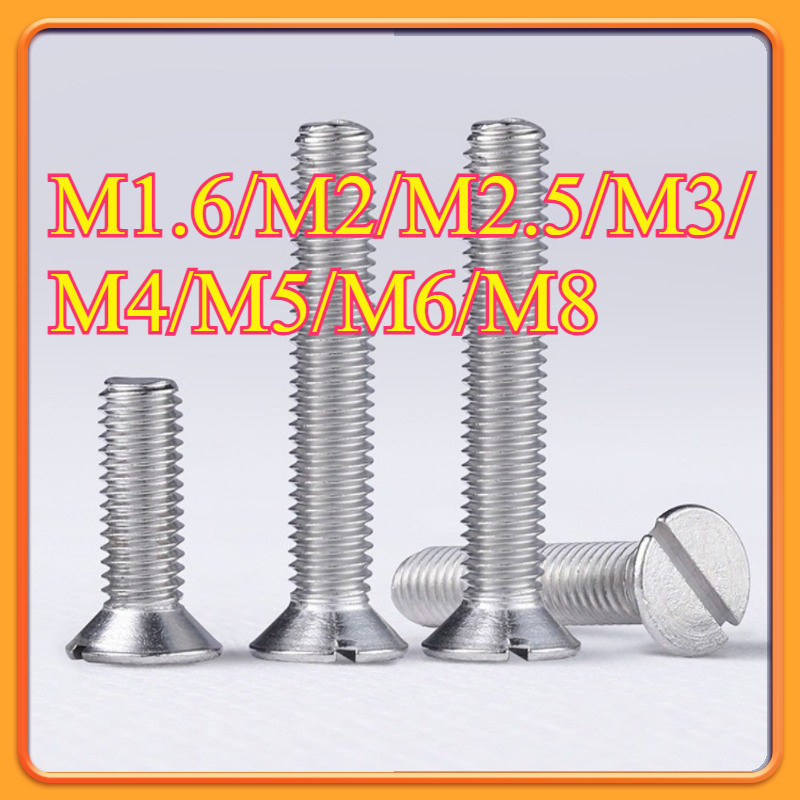 GB68 304 สแตนเลส one-word slot consunk หัวสกรู slotted แบนหัวสกรู M1.6M2M2.5M3M4M5M6M8M10YXSH