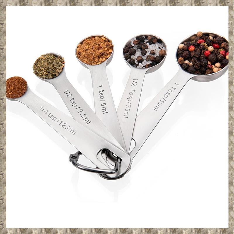 [zv0lma8i] ช้อนตวงชุด 5-18/8 สแตนเลส Heavy Duty ช้อนชาสําหรับส่วนผสมแห้งและของเหลว, เครื่องล้างจานปล