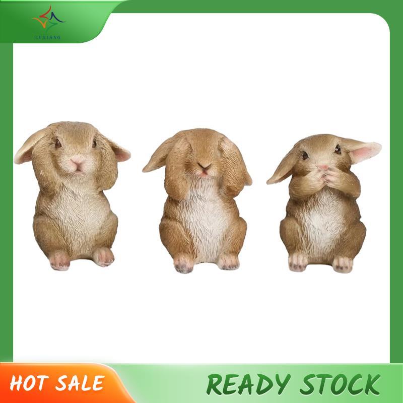 [luxiang.th] Easter Bunny Garden Decorative Bunny Resin Craft for Indoor Tabletop Easter Decor