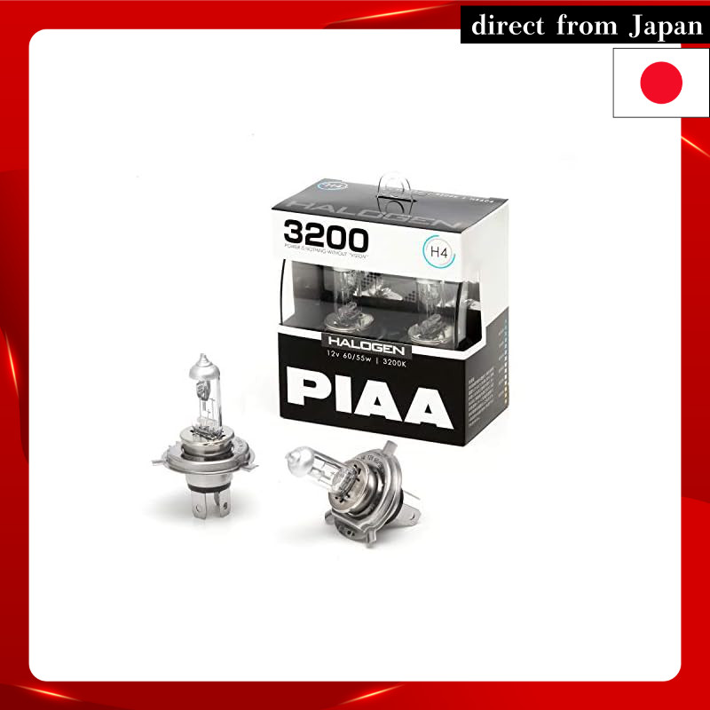 PIAA Vehicle Bulb Halogen H4 3200K for Headlights and Fog Lamps, Vehicle Inspection Compliant, 2-pac