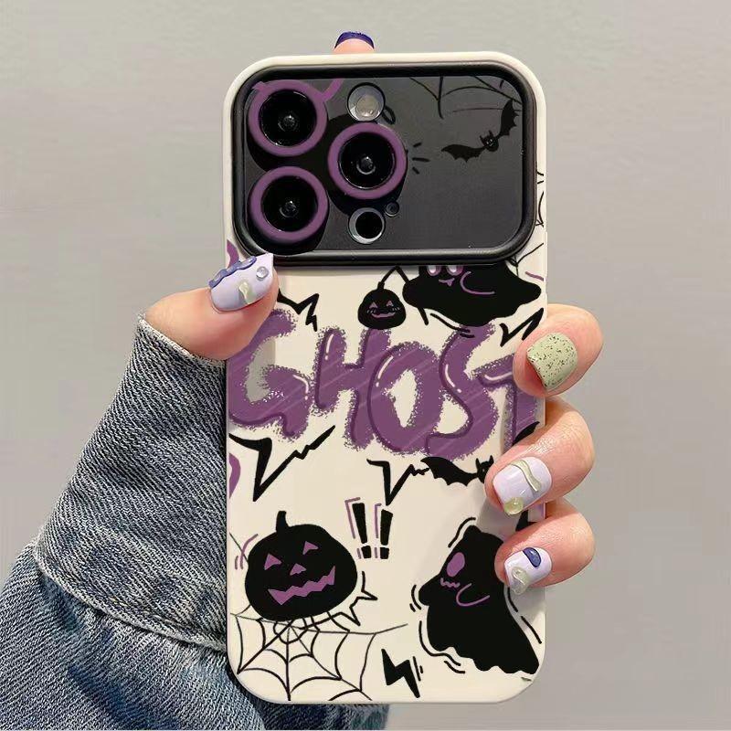 สีดําขนาดเล็กGhost Big WindowสําหรับiPhoneเคสโทรศัพท์สําหรับiPhone 16 Pro Max/15/17 Pro/14 Pro Max/1