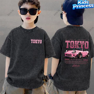 COD 2026 สินค้าใหม่ ทรงหลวม คอกลม เสื้อเด็ก kids Distressed T-shirt ผ้าฝ้าย เด็กชาย เสื้อผ้าเด็ก t-shirt S78