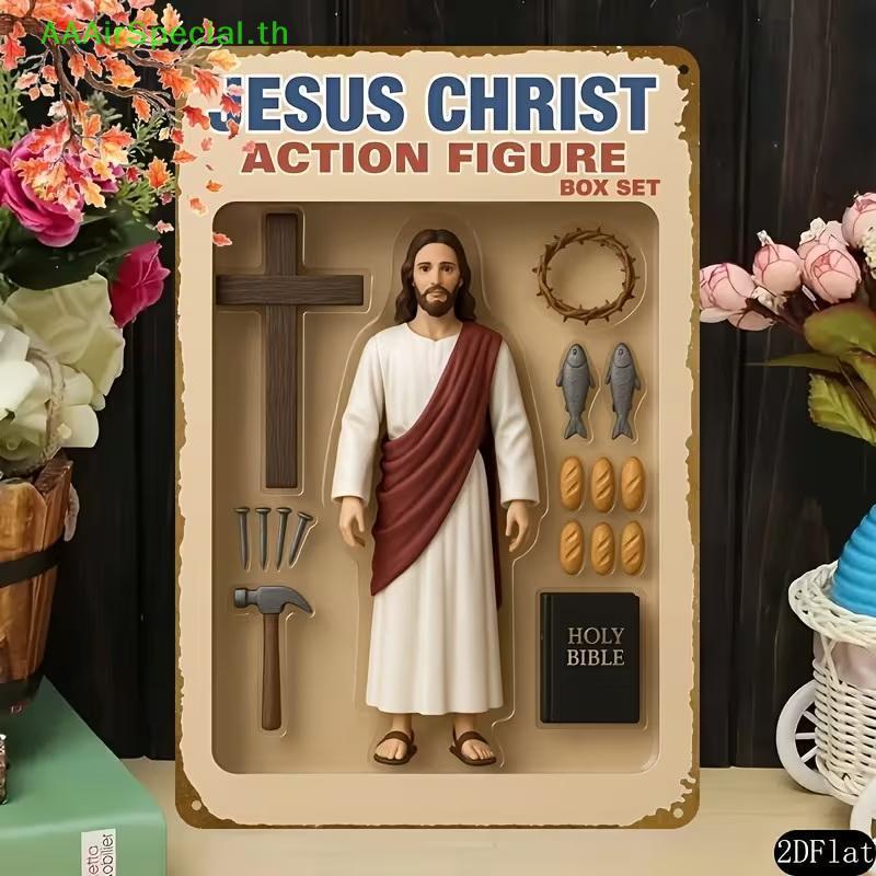 AAAirSpecial 2D แบน, 1 ชิ้น Vintage Jesus Christ Action Figure โลหะ Wall-8x12 นิ้ว Vintage ศาสนาเหล็