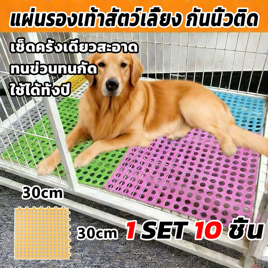10 ชิ้น แผ่นจิ๊กซอว์ปูกรง รองกรงสัตว์เลี้ยง สามารถกันลื่นได้ พรมดักทรายแมว แผ่นรองกรงสัตว์เลี้ยง 30x30cm DIY